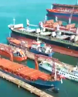 Two of the ships being prepared in Istanbul, Turkey,