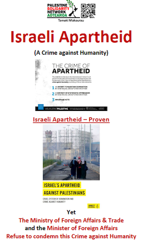 The PSNA flyer on New Zealand and Israel's apartheid