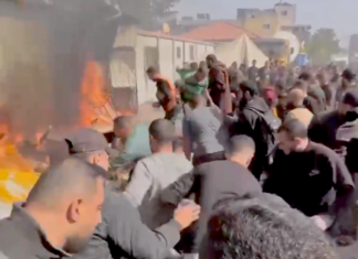 The first moments of a massacre committed by the Israeli occupation