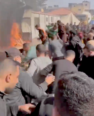 The first moments of a massacre committed by the Israeli occupation