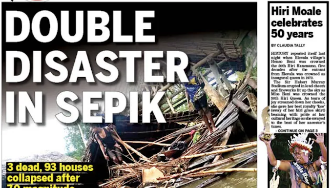 Disaster minister Joseph briefs PNG on quake and crises hitting nation East Sepik's double disaster