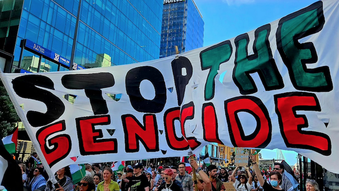 "Stop the genocide" in Gaza