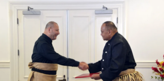 King Tupou VI receives Tonga's Prime Minister Hu'akavameiliku