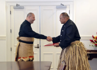 King Tupou VI receives Tonga's Prime Minister Hu'akavameiliku