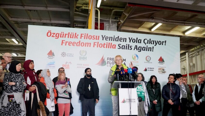 International participants arrive to sail with the Gaza Freedom Flotilla