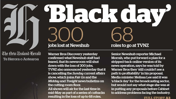 "Black Day" . . . . How the New Zealand Herald saw it