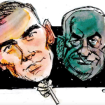 The mask comes off . . . how cartoonist Malcolm Evans characterised the Jack Tame Q&A interview