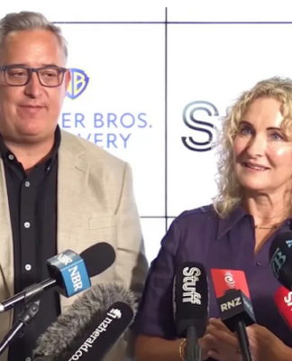 Warner Bros Discovery NZ chief executive Glen Kyne and Stuff publisher Sinead Boucher