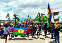 Pro-independence CCAT protesters in Nouméa