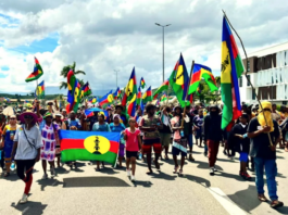 Pro-independence CCAT protesters in Nouméa