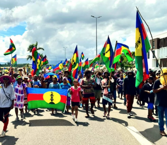 Pro-independence CCAT protesters in Nouméa
