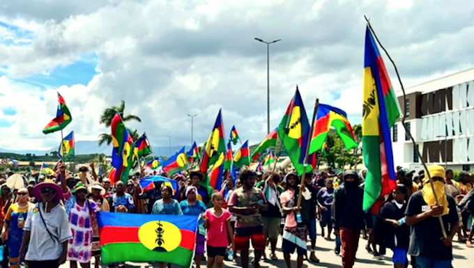 Pro-independence CCAT protesters in Nouméa