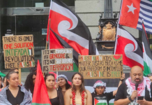 Pacific Islander protesters at one of the pro-Palestine demonstrations