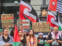 Pacific Islander protesters at one of the pro-Palestine demonstrations