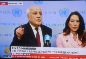 Palestine's Ambassador Riyad Mansour at the UN