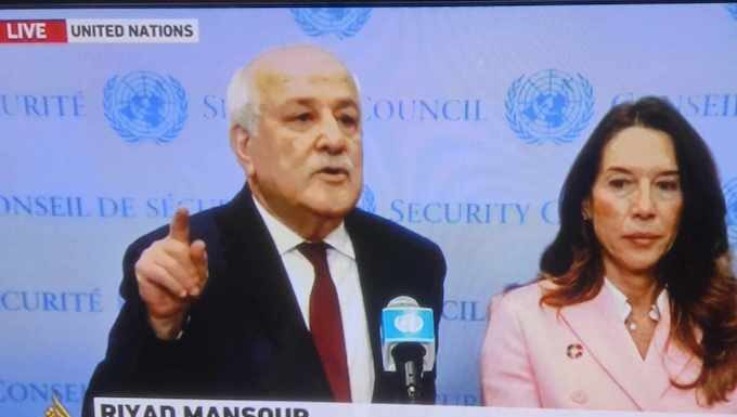 Palestine's Ambassador Riyad Mansour at the UN