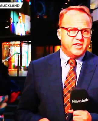 Newshub's Simon Shepherd reporting on TVNZ
