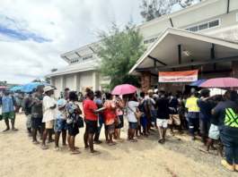 Solomon Islanders queuing up to cast their ballots