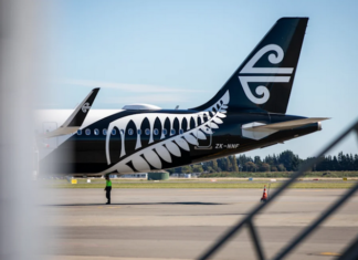 Air New Zealand scheduled Saturday flight to Nouméa's Tontouta International Airport off