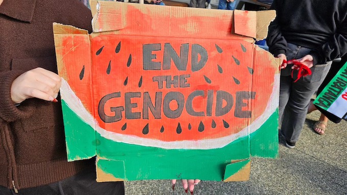 "End the genocide"