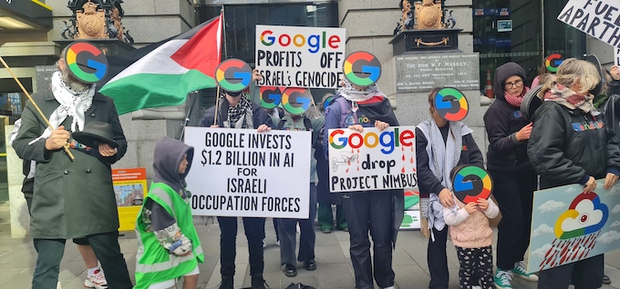 The Palestinian protest in Auckland Tāmaki Makaurau today