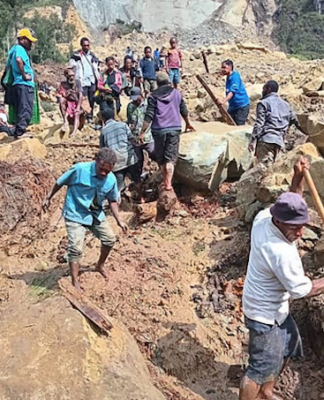 The landslide at Yambali village
