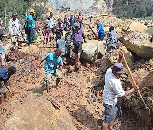 The landslide at Yambali village
