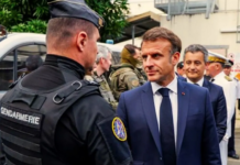 French President Macron visits Nouméa’s central police station