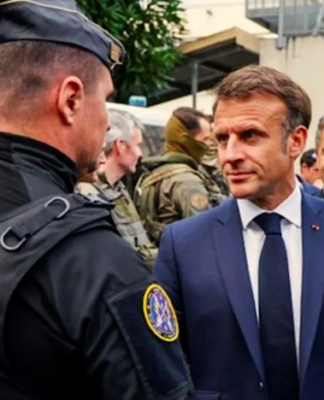 French President Macron visits Nouméa’s central police station