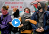 Masked pro-Palestinian student protesters in the United States