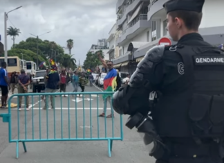 A gendarme on guard in Nouméa