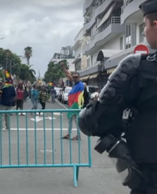 A gendarme on guard in Nouméa