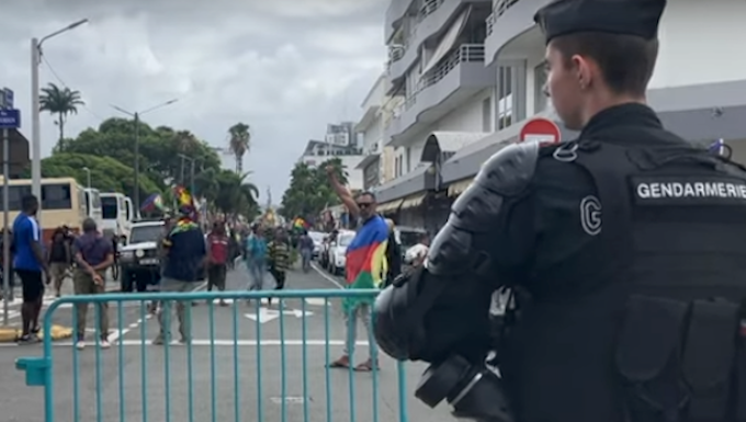A gendarme on guard in Nouméa