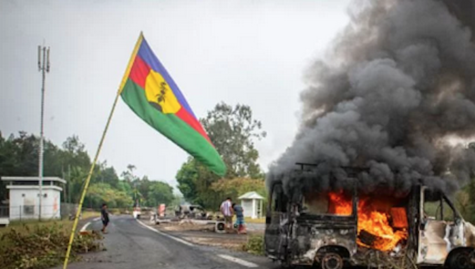 A Kanak pro-independence barricade near Nouméa during the current unrest