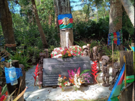 The shrine at Uvanu in northern New Caledonia where a ceremony was held yesterday to mark the anniversary of the execution of 10 Kanaks resisting French colonial rule in 1868