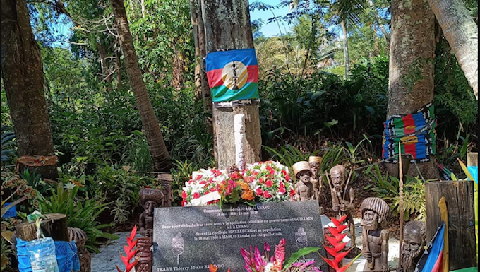 The shrine at Uvanu in northern New Caledonia where a ceremony was held yesterday to mark the anniversary of the execution of 10 Kanaks resisting French colonial rule in 1868