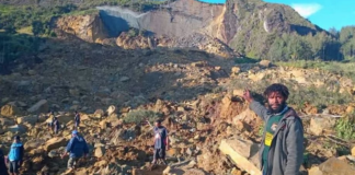 The huge landslide engulfed the Engan village of Yambali in the Papua New Guinea highlands early today