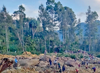 The landslide devastation at Yambili village