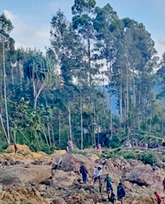 The landslide devastation at Yambili village