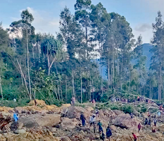 The landslide devastation at Yambili village