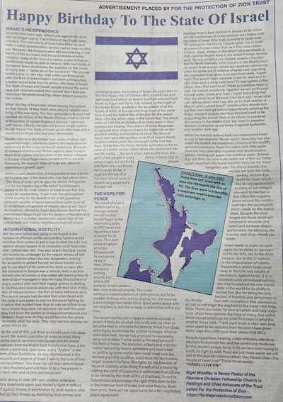 The full page Zionist advertisement in The New Zealand Herald this week