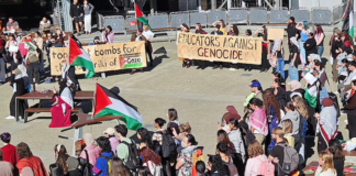 New Zealand students and academics protest over Israel's genocidal war on Gaza and against the destruction of Palestinian education