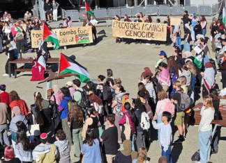 New Zealand students and academics protest over Israel's genocidal war on Gaza and against the destruction of Palestinian education