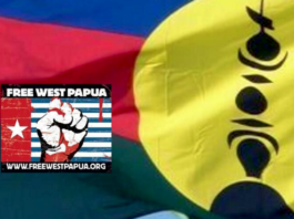 The Kanaky flag of independence (and West Papaua Morning Star flag inset)