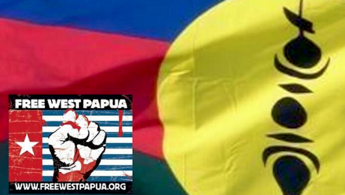 The Kanaky flag of independence (and West Papaua Morning Star flag inset)