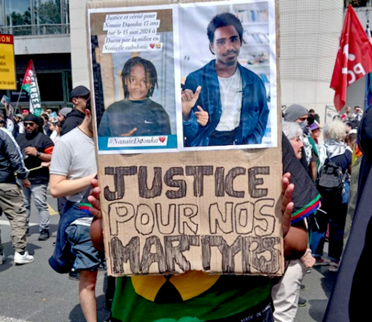 Protesters paying homage to the young Kanak martyrs killed in the Kanaky New Caledonia unrest