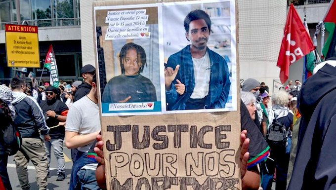 Protesters paying homage to the young Kanak martyrs killed in the Kanaky New Caledonia unrest