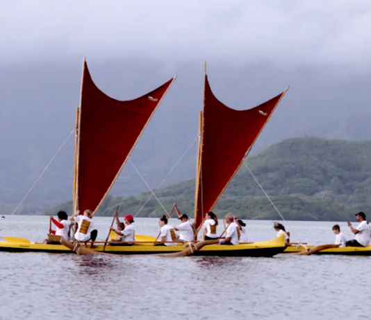The wa'a welcoming today at FestPAC 2024