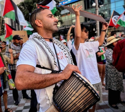 Youssef Sammour at a recent Auckland rally for Palestine
