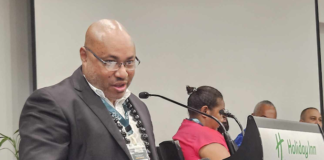 PACMAS team leader Alex Rheeney speaking at the 2024 Pacific International Media Conference in Suva, Fiji, last week